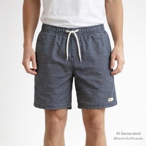 LIRA Medium Pinstripe Denim-Look Pull On Shorts Drawstring Casual